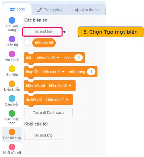 Biến số trong Scratch
