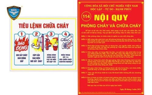 Nội quy PCCC treo cùng tiêu lệnh chữa cháy