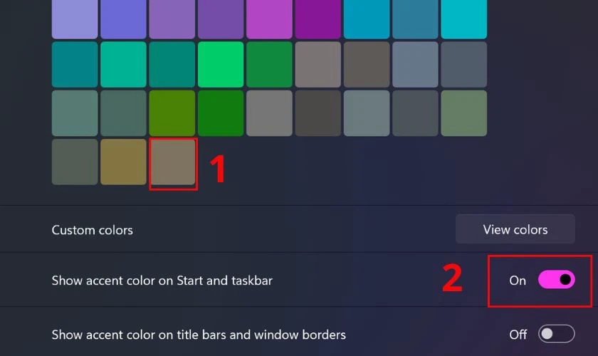 Thay đổi màu sắc Taskbar